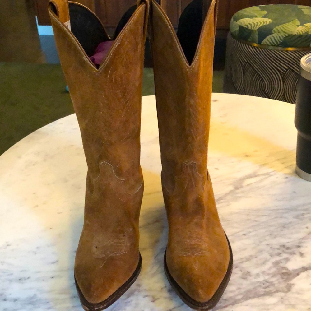 BROWN SUEDE CODE WEST COWBOY BOOTS SZ 8